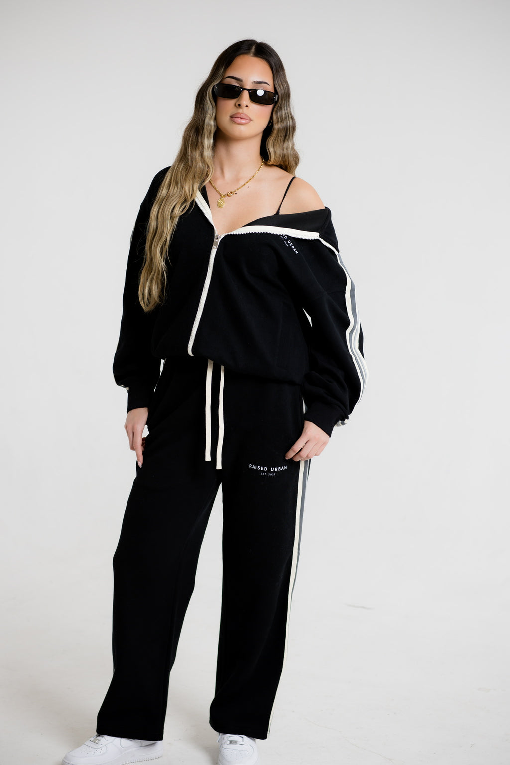 Side-Stripe Straight-Leg Pants